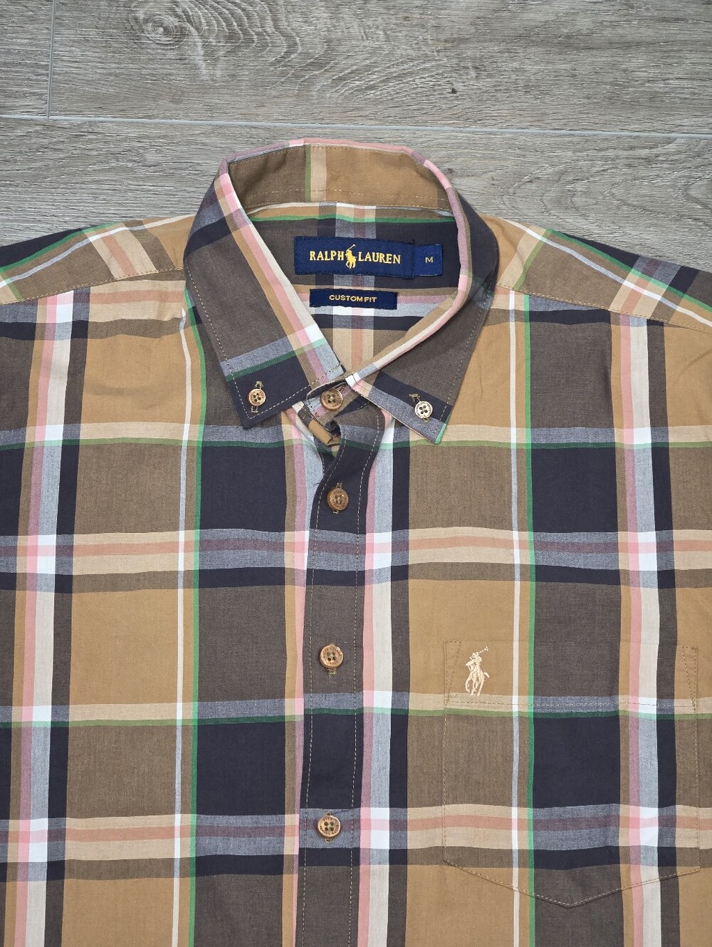 Ralph Lauren Custom Fit Plaid Button Down Shirt Mens Sz M